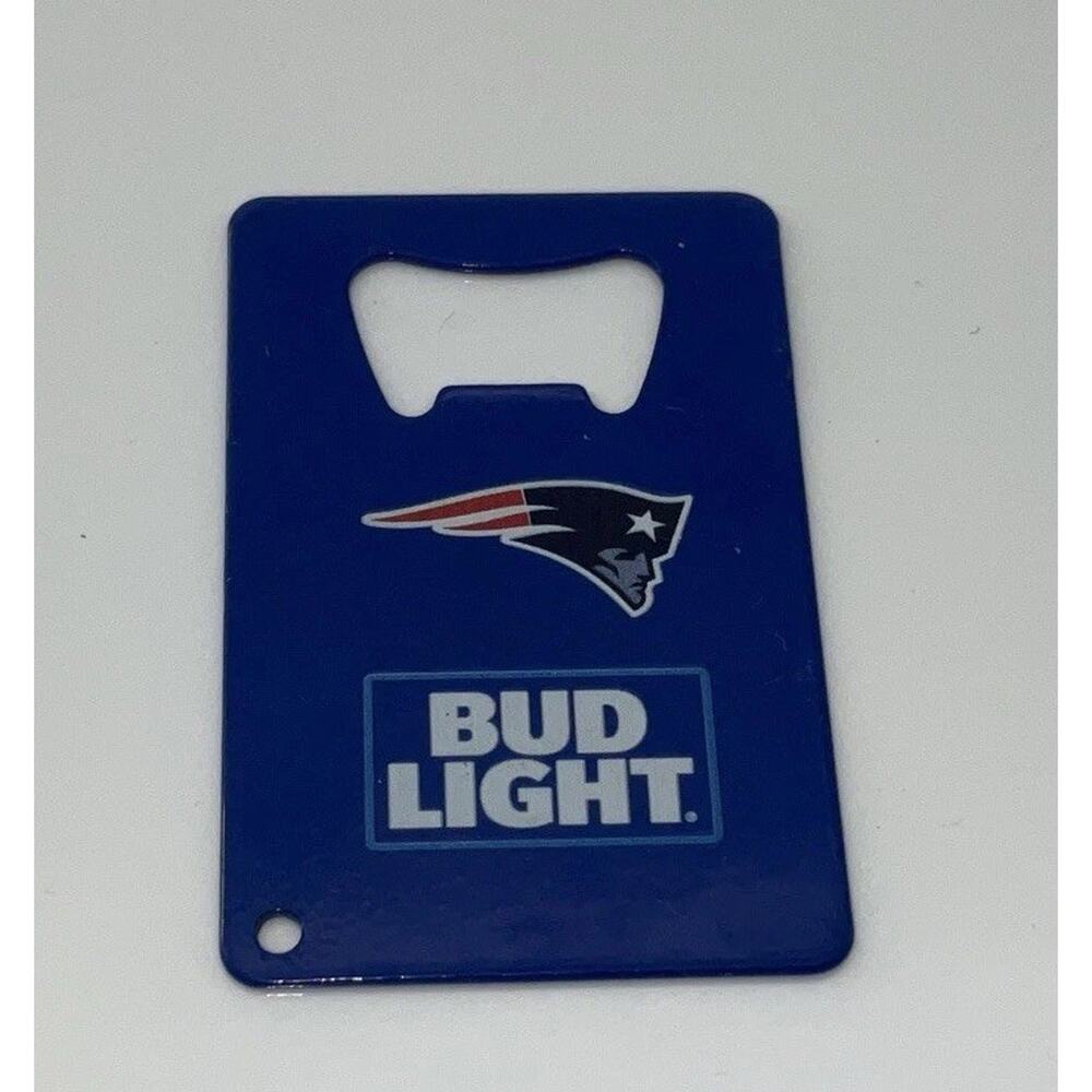 New England Patriots BUD LIGHT Metal Bottle Opener Credit Card Size